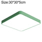 Green square LED ceiling lamp with rounded corners, 30cm size