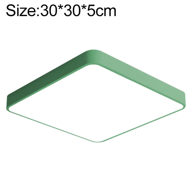 Green square LED ceiling lamp with rounded corners, 30cm size
