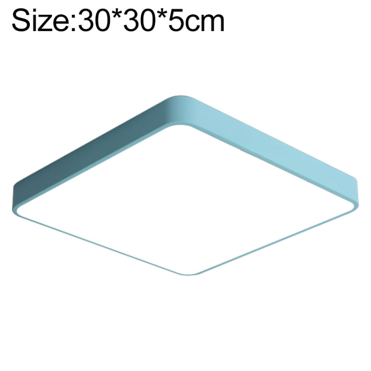 Blue square LED ceiling lamp with rounded corners, 30cm size