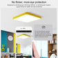 LED square ceiling lamp with yellow frame and frosted panel, no-flicker design