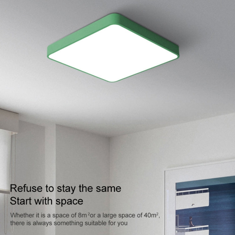 LED square ceiling lamp with green frame and frosted square panel