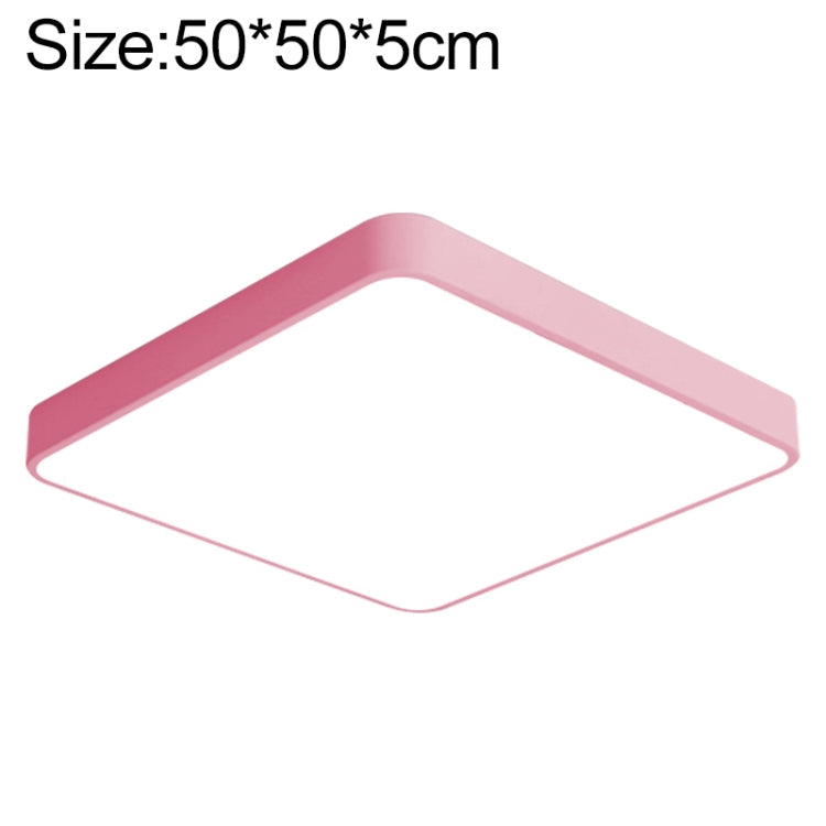 LED square ceiling lamp, pink frame, 50x50cm size