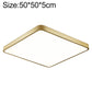 Square LED ceiling lamp with slim frame, gold, 50x50 cm