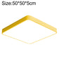 Square LED ceiling lamp with slim frame, yellow, 50x50 cm