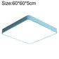 LED square ceiling lamp, teal frame and frosted square panel, 60x60 cm
