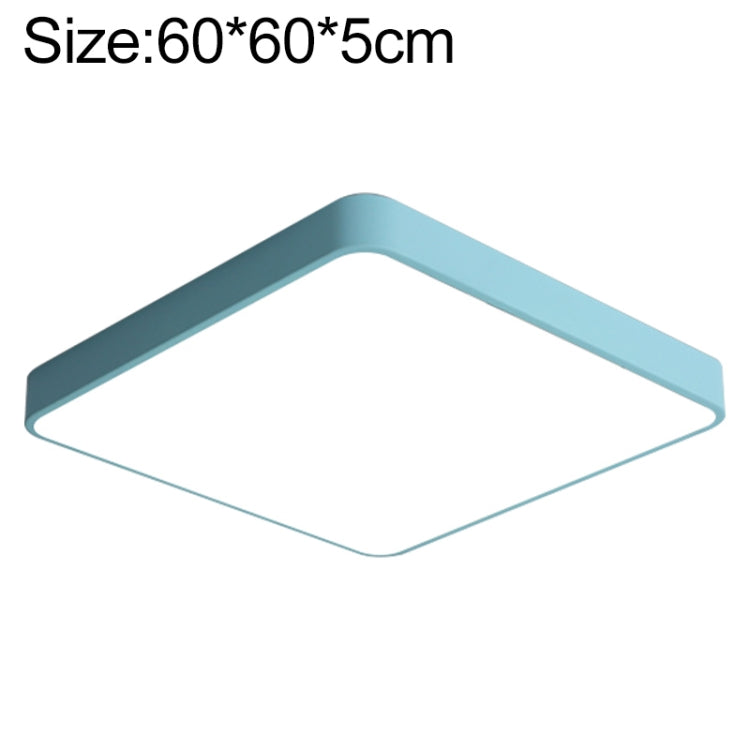 LED square ceiling lamp, teal frame and frosted square panel, 60x60 cm