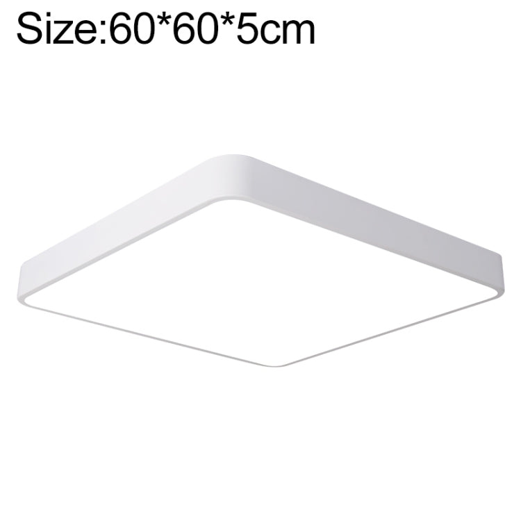 LED square ceiling lamp with white frame and frosted square panel, 60x60 cm