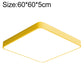 LED square ceiling lamp with yellow frame and frosted square panel, 60x60 cm
