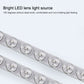 LED lens light bar with multiple small round LED modules along metal strip.