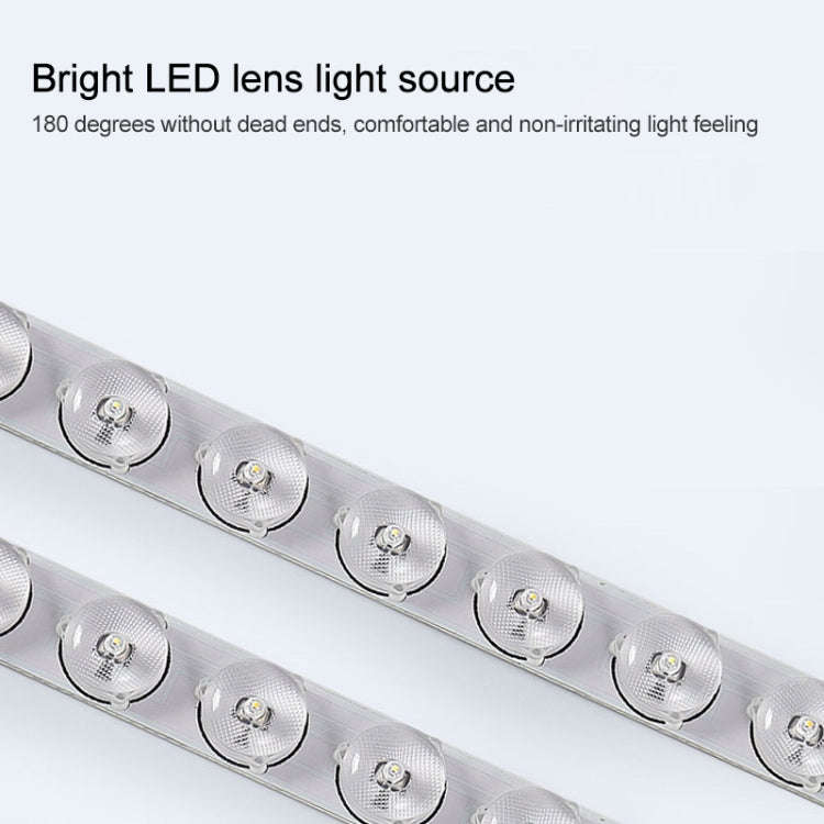 LED lens light bar with multiple small round LED modules along metal strip.