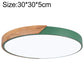 30 cm round LED ceiling lamp with wood trim and green outer ring