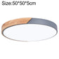 Round LED ceiling lamp with wood accent, dark gray rim, 50cm wide