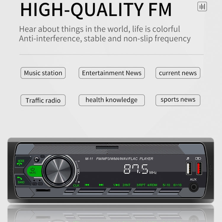 Car Bluetooth MP3 player with FM frequency display, large knob, and AUX USB ports