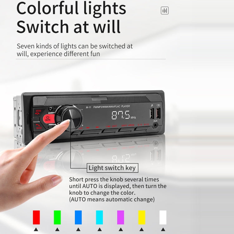 Car Bluetooth MP3 player with light switch key for multi-color LED illumination
