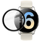 Clear circular watch screen protector film on smartwatch with blue dial