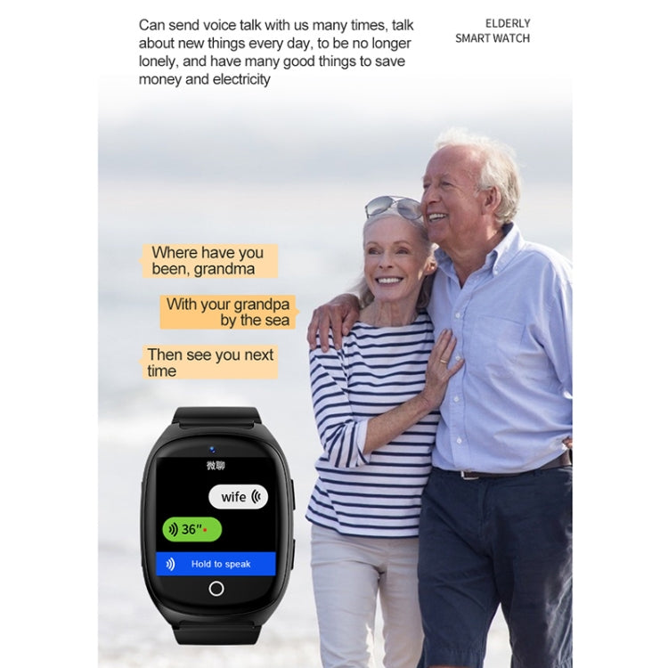 Black smart watch screen showing “Hold to speak” voice chat prompt