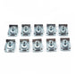 Set of galvanized B-shaped clip nuts, each with a threaded hole and square base