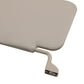 Close-up of light gray sun visor with curved mounting arm and textured surface