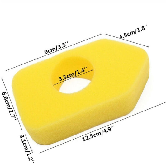 Yellow foam air filter element, 12.5 x 8.3 cm, with center hole