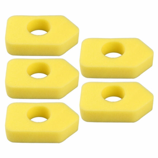 Yellow foam air filter elements set of five, each with center mounting hole