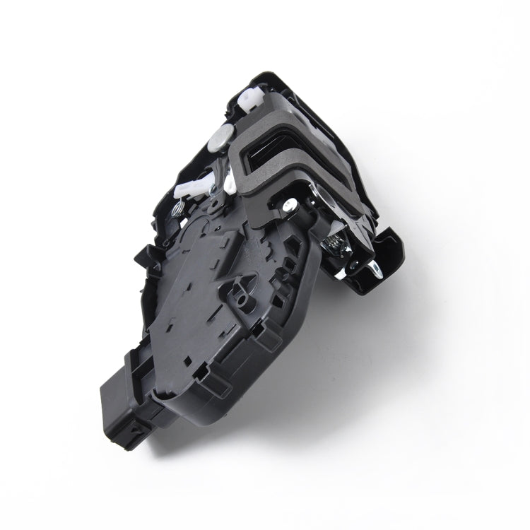 Black door lock actuator motor with metal linkage and plastic connector housing