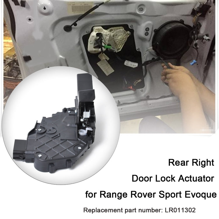 Rear right door lock actuator motor with metal linkage and multi-pin connector