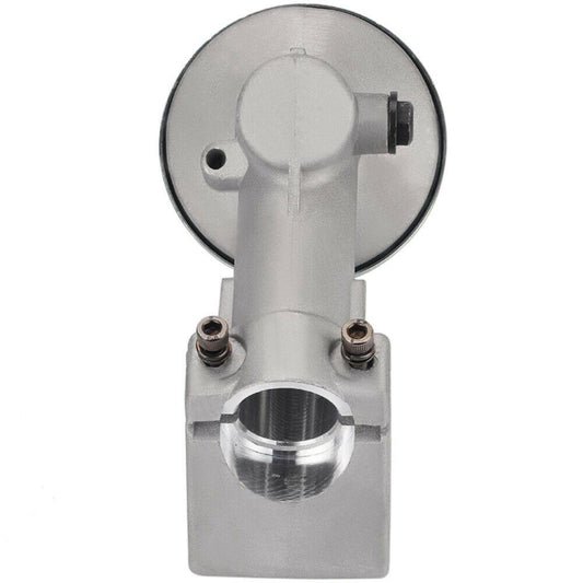 Metal gear box working head end cap with central threaded outlet