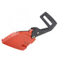 Red and black brake pad side cover with angled guard and handle