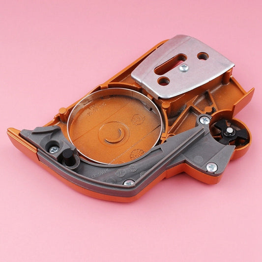 Orange clutch cover with round inner cap and silver bracket plate