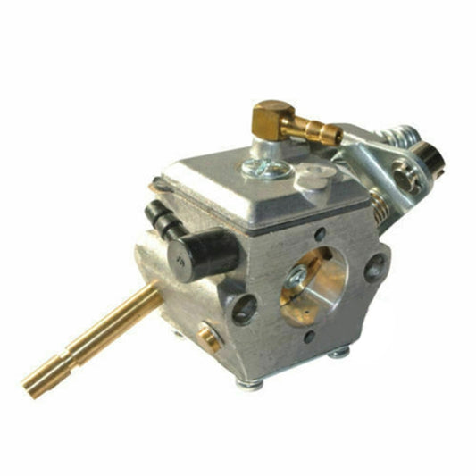 Metal carburetor assembly with brass top fitting and side mounting screws