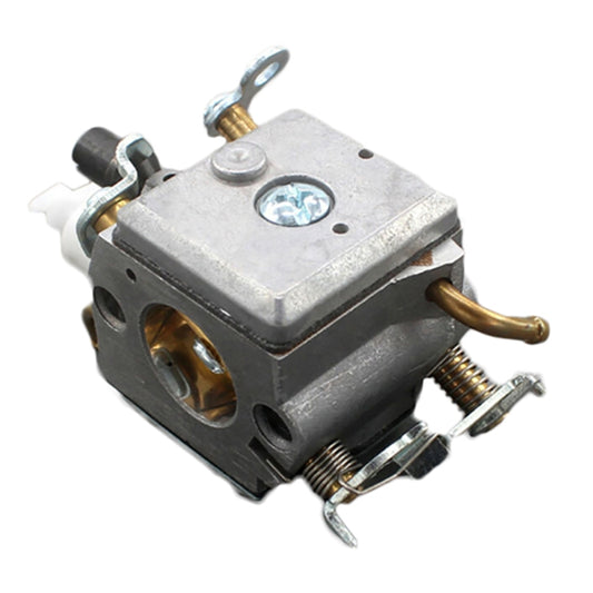 Chainsaw carburetor with silver top cover, round fuel chamber, spring hardware