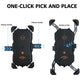 One-click pick-and-place retractable phone stand with spring clamp arms