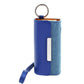 Blue two-tone leather e-cigarette storage pouch with keyring, wrist strap, front slot