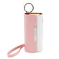 Pink and white two-tone leather e-cigarette storage pouch with keyring and wrist strap