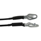 Black car tailgate support cable with silver metal loop ends, close-up view