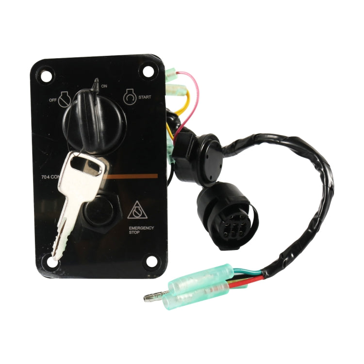 Yamaha key switch panel with ignition switch, key, wiring plugs, and multi-pin connector