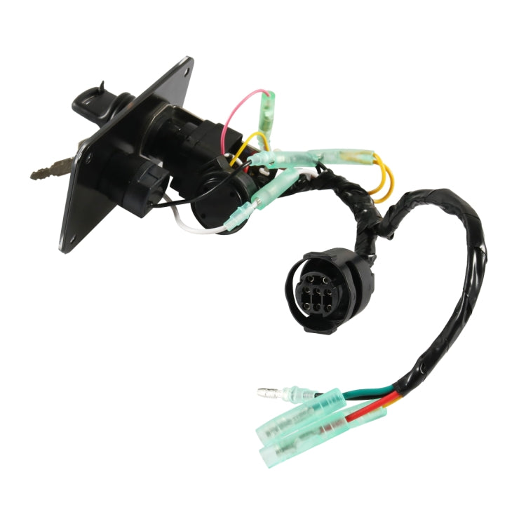 Yamaha key switch assembly with black switch housing, wiring harness, and round ignition connector