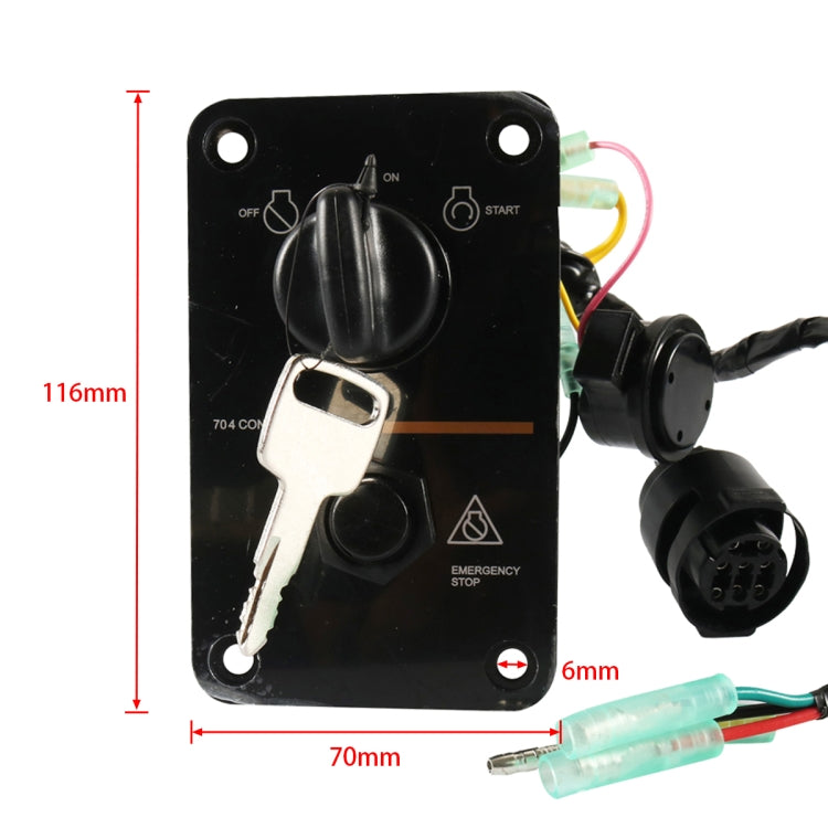 Yamaha key switch panel kit close-up with ignition switch, keys, and wiring harness