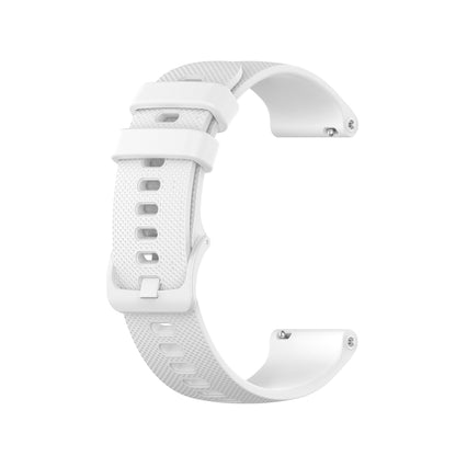 White silicone wristband with textured strap and adjustable metal clasp for smartwatch