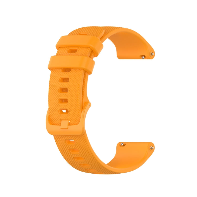 Orange silicone wristband with textured strap and adjustable metal clasp for smartwatch