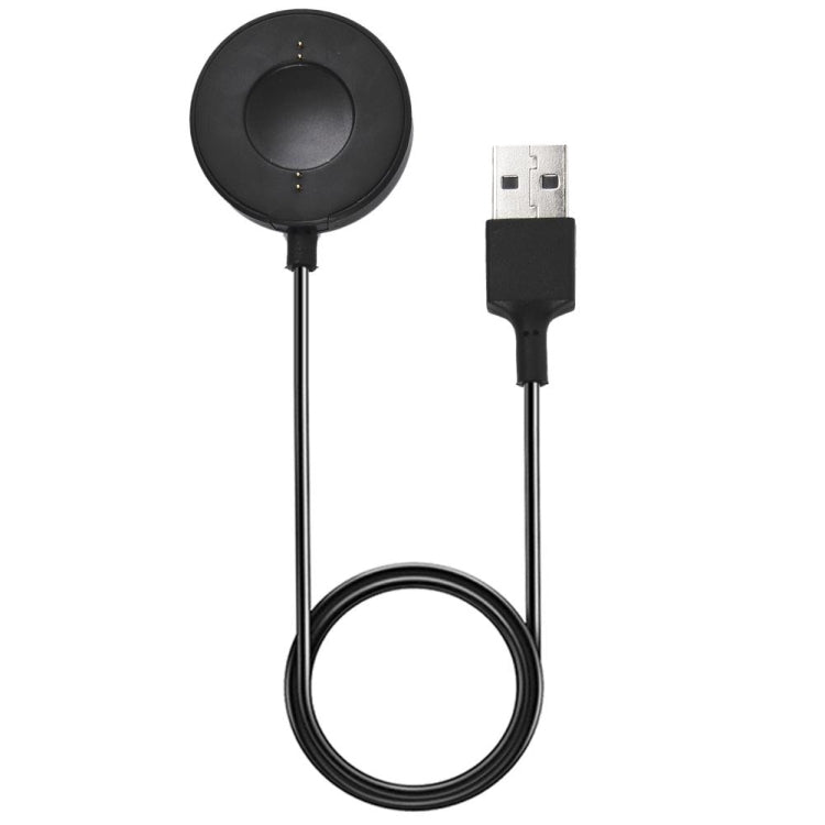 Black watch charging cable with magnetic round dock and USB-A plug