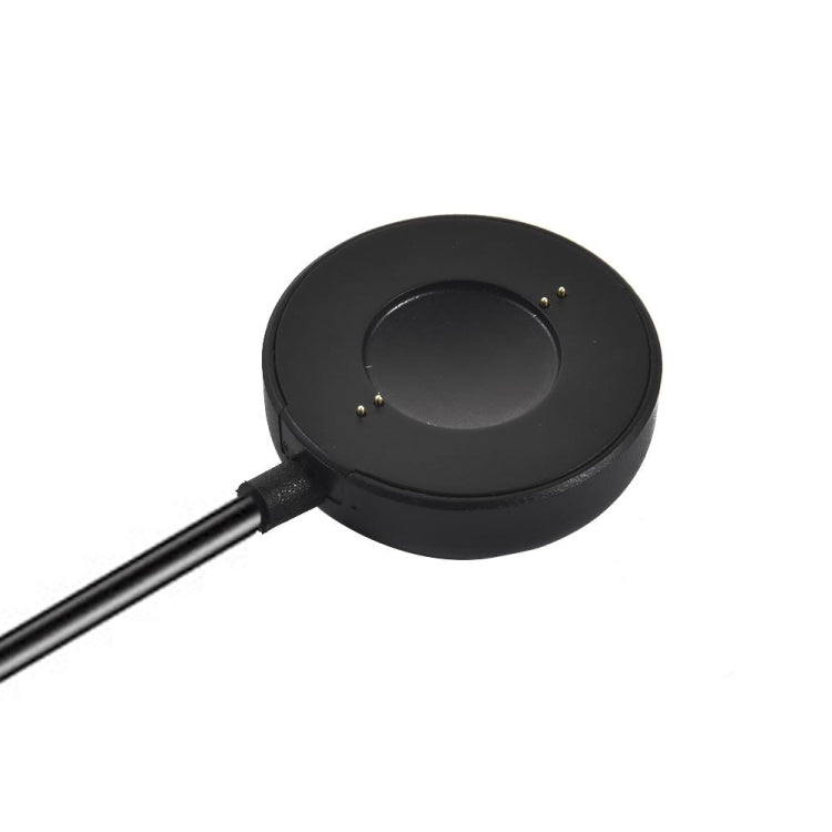 Magnetic round watch charger dock with pins on black cable