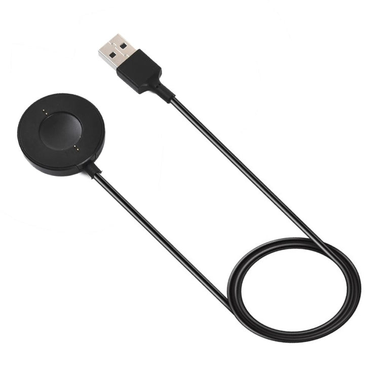 Watch charging cable with USB-A plug and magnetic round dock, looped cable