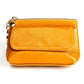 Yellow litchi-texture cowhide small wallet with flap and zipper