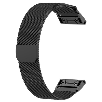 Milanese watch strap with black mesh band and black buckle for Garmin Fenix 6/7