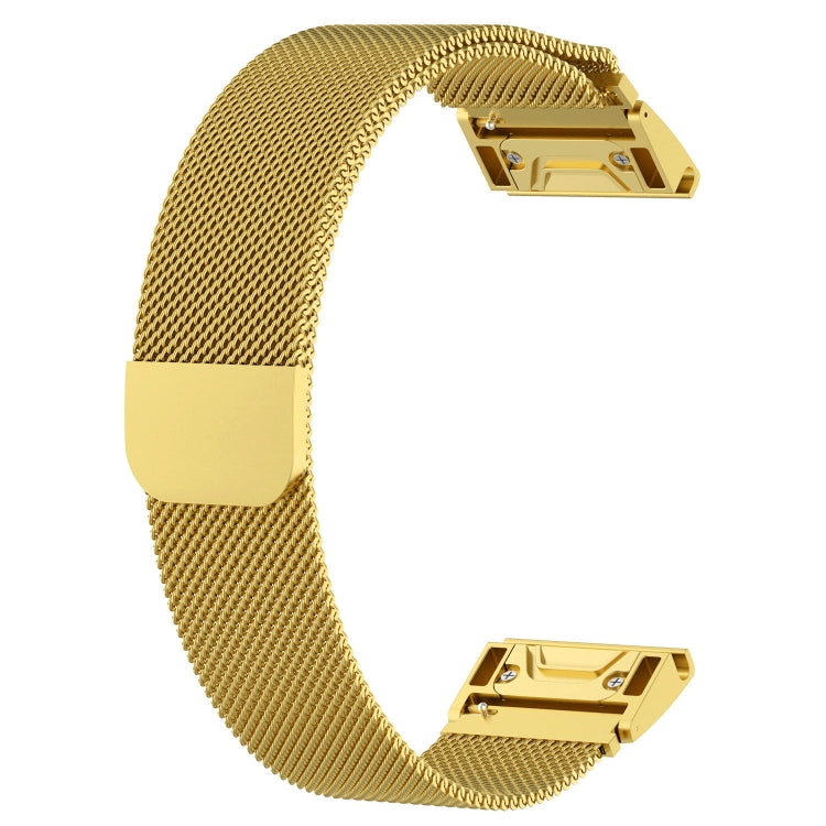 Milanese watch strap with gold mesh band and gold buckle for Garmin Fenix 6/7
