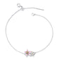 Sterling silver adjustable chain bracelet with pink cherry blossom flower charm