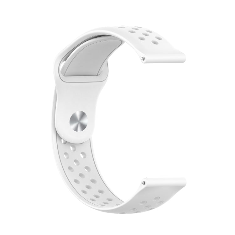 White silicone breathable watch band with perforated strap and clasp hardware