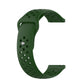 Army green silicone breathable watch band with perforations and metal pin hardware