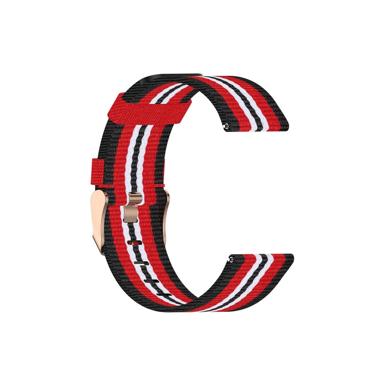 42mm nylon canvas watch strap with red, black, and white striped design
